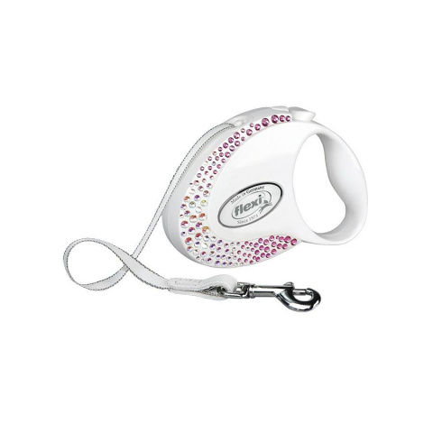 Поводок-рулетка – Flexi Glam Composition S 3 м, Tape, perlmutt-white
