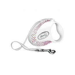 Поводок-рулетка – Flexi Glam Composition S 3 м, Tape, perlmutt-white