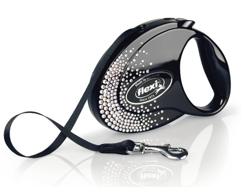 Поводок-рулетка для собак – Flexi Glam Splash Crystal M 5 м, Tape, Black