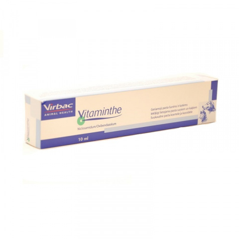 Attārpošanas līdzeklis suņiem un kaķiem – Vitaminthe pasta, 10 ml, bezrecepšu vet. zāles reģ. NR - VA - 072463/3 title=