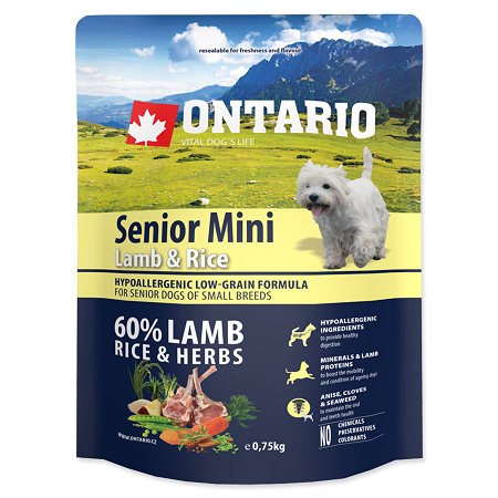 Ontario Senior Mini Lamb &amp; Rice 0.75kg
