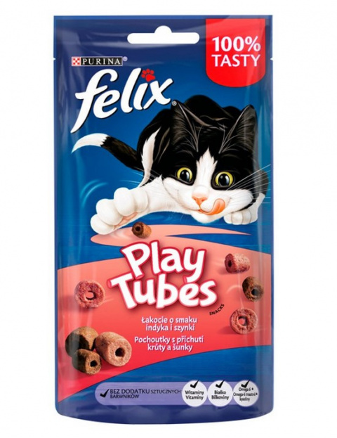 Лакомство для кошек – Felix Play Tubes, turkey/ham, 60 г title=