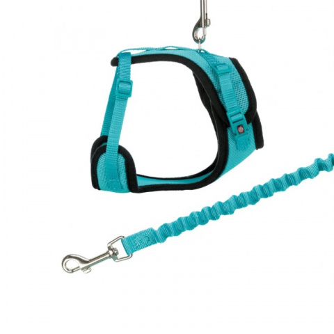Krūšu siksna ar pavadu kaķiem – TRIXIE, Cat Y-harness mesh with elastic leash, 39–60 cm/10 mm, 1 m title=