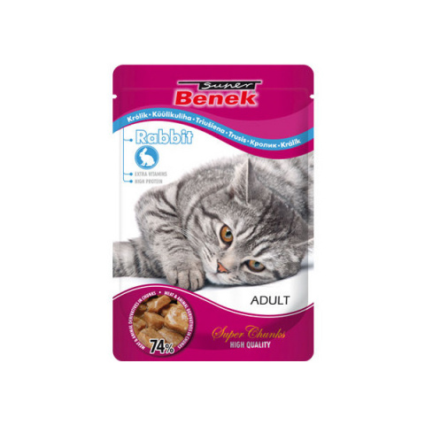 Konservi kaķiem – Benek Pouches Rabbit, 100 g title=