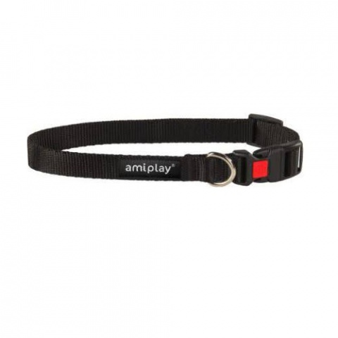 Kakla siksna - AmiPlay Adjustable Collar with lock Basic M, 25-40*1.5cm, krāsa - melna