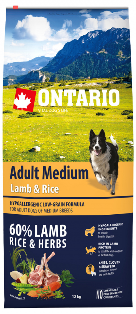 Ontario Adult Medium Lamb & Rice 12kg Ontario Adult Medium Lamb & Rice 12kg