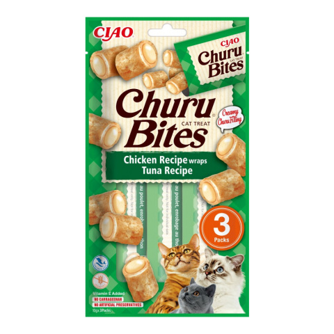 Gardums kaķiem – Inaba Churu Cat Bites Chicken Tuna, 30 g title=