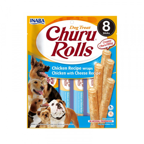 Лакомство для собак – Inaba Churu Dog Rolls, Chicken Cheese, 96 г title=