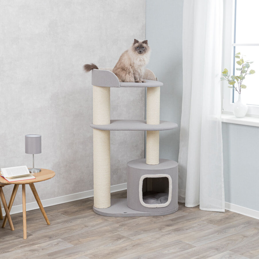 Mājiņa kaķiem – TRIXIE Salva scratching post XXL, 3 levels, 128 cm, taupe Mājiņa kaķiem – TRIXIE Salva scratching post XXL, 3 levels, 128 cm, taupe
