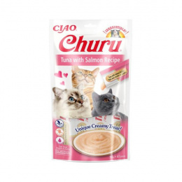Лакомство для кошек – Inaba Churu Cat Tuna Salmon, 56 г