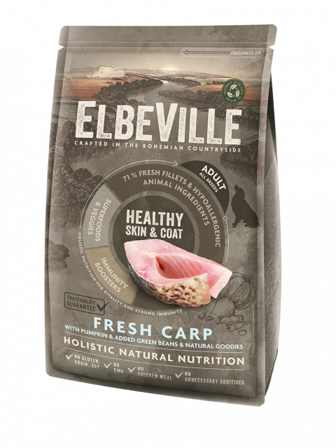 Корм для собак – ElbeVille Adult All Breed, Fresh Carp, Healthy Skin and Coat, 1,4 кг title=