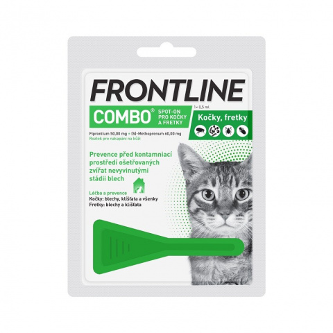 Pretblusu un pretērču pilieni kaķiem – Frontline Combo Cat, 1 pip., bezrecepšu vet.zāles, reģ. NR: VA - 072463/3 title=