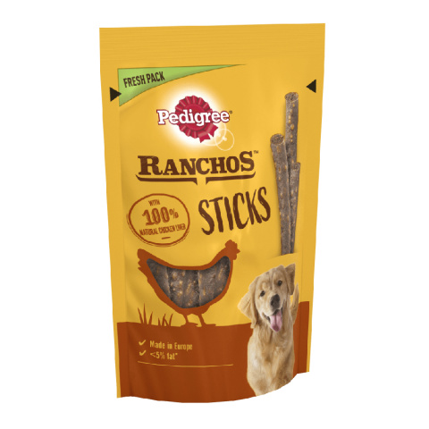 Лакомство для собак – Pedigree Ranchos Sticks with Chicken Liver, 60 г title=