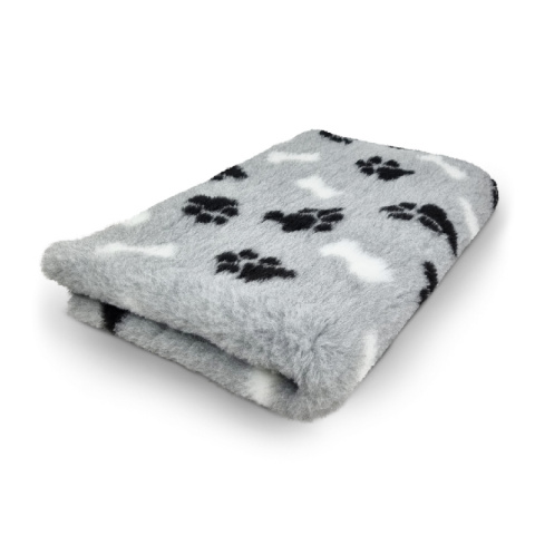 Матрас для собак – Vet Bed, Grey with Black Paws and White Bones, 100 x 75 см