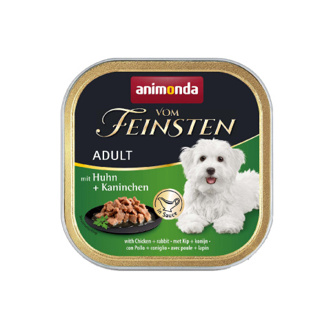 Консервы для собак – Vom Feinsten Adult in a delicious sauce with Chicken and Rabbit, 150 г title=