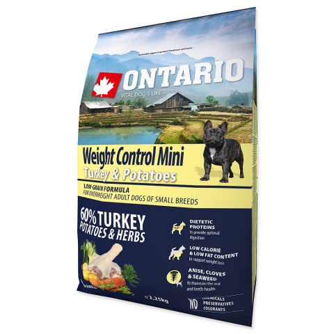 Корм для собак – ONTARIO Mini Weight Control Turkey and Potatoes, 2,25 кг title=