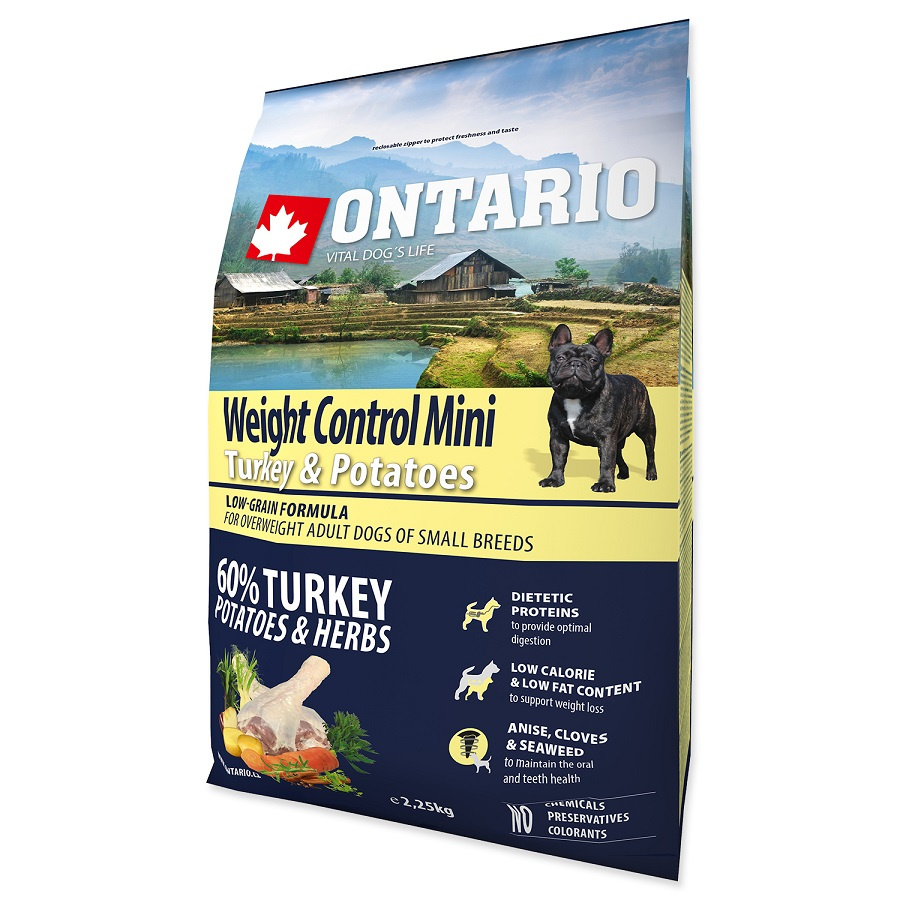 Корм для собак – ONTARIO Mini Weight Control Turkey and Potatoes, 2,25 кг Корм для собак – ONTARIO Mini Weight Control Turkey and Potatoes, 2,25 кг