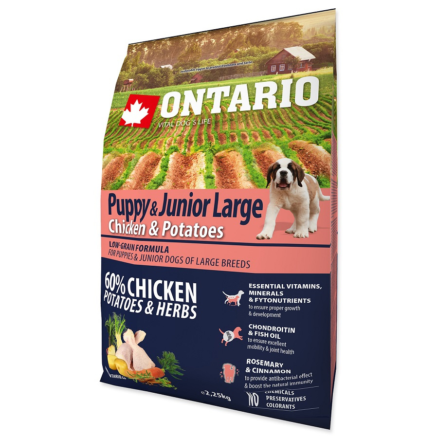 Корм для щенков – ONTARIO Puppy and Junior Large, Chicken and Potatoes, 2,25 кг Корм для щенков – ONTARIO Puppy and Junior Large, Chicken and Potatoes, 2,25 кг