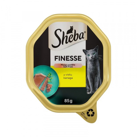 Konservi kaķiem – Sheba Tray Finesse ar vistu, 85 g title=