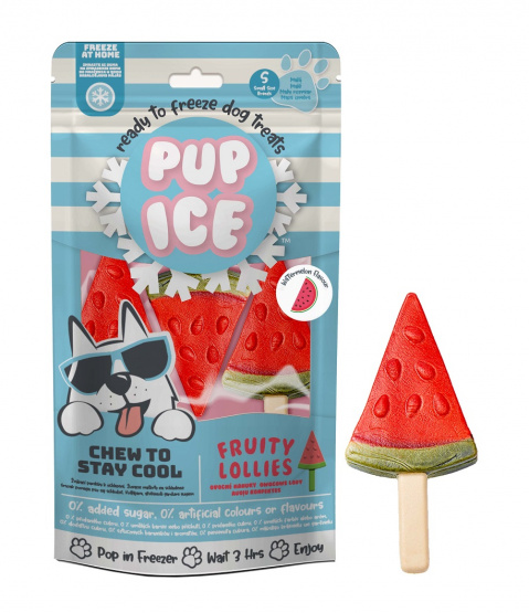 Atvēsinošs saldējums suņiem – Pup Ice Fruity Lollies, watermelon flavor, 3 gab., 90 g title=