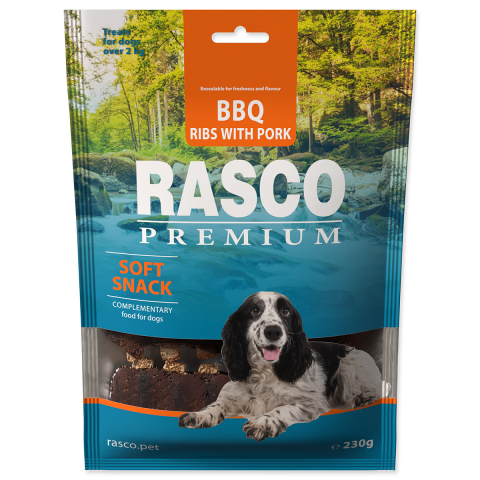 Gardums suņiem - Rasco Premium, Soft Snack, BBQ Pork Ribs, 230 g title=