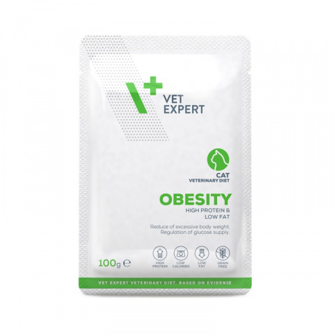 Ветеринарные консервы для кошек - VetExpert 4T VD OBESITY Pouch, 100 г title=