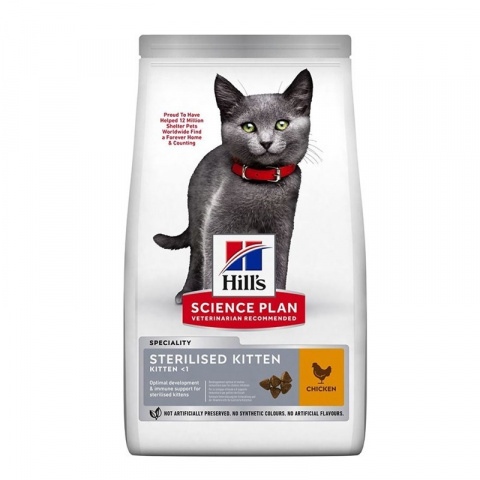 Корм для котят – Hill&#039;s Science Plan Kitten Sterilised Chicken, 1,5 кг title=