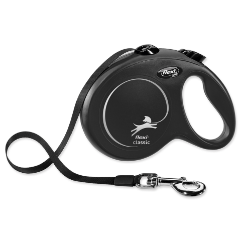 Inerces pavada suņiem – Flexi New Classic Tape Leashes L 5 m, Black title=