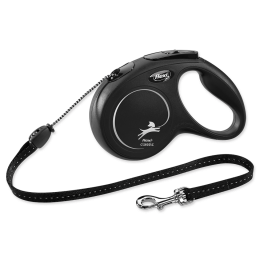 Поводок-рулетка для собак – Flexi New Classic Cord Leashes M 5 м, Black