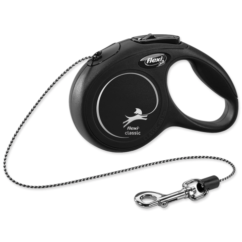 Поводок-рулетка – Flexi New Classic Cord Leashes XS 3 м, Black title=