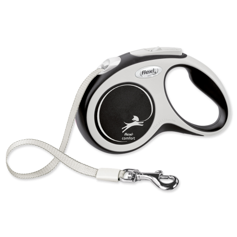 Поводок-рулетка для собак – Flexi New Comfort Tape Leashes S 5 м, Black title=