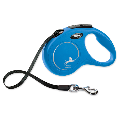 Поводок-рулетка для собак – Flexi New Classic Tape Leashes S 5 м, Blue title=