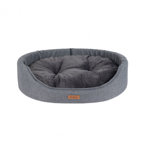 Лежанка для собак – AmiPlay Oval bedding Como, S 46 x 38 x 13 см, graphite title=
