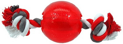 Rotaļlieta suņiem – DogFantasy Good&#039;s Rubber Strong ball with rope, 9,5 cm, red