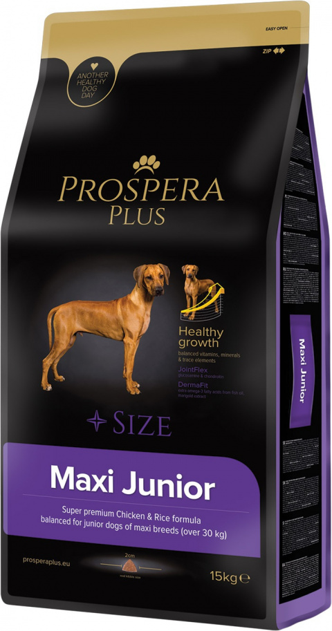 Barī­ba kucēniem - Prospera Plus Maxi Junior, 15 kg title=