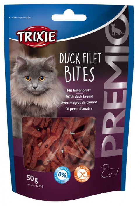 Лакомство для кошек – TRIXIE PREMIO Duck Filet Bites, 50 г title=
