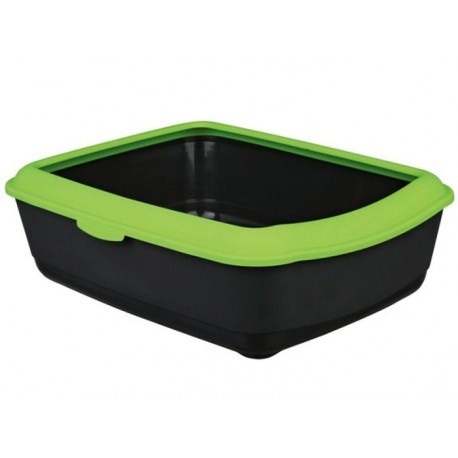 Туалет для кошек - Classic cat litter tray with rim 37*15*47cm, темно серый/яблочно-зеленый