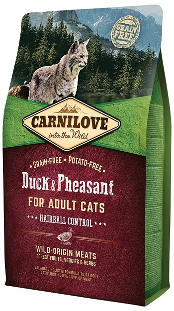 Корм для кошек – CARNILOVE Adult Cats Hairball Control, Duck and Pheasant, 2 кг title=