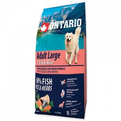 Корм для собак – ONTARIO Adult Large Fish and Rice, 12 кг title=
