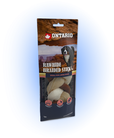 Ontario Rawhide Snack Braided Stick Mix 17,5cm 1 ks