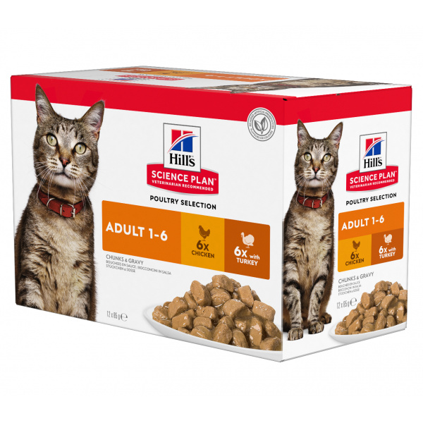 Kapsička Hill´s Science Plan Feline Adult Multipack Chicken & Turkey 12x85g