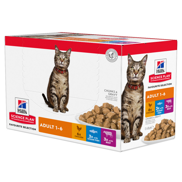 Hill´s Science Plan kapsička Feline Adult Multipack Chicken, Beef & Ocean Fish 12x85 g
