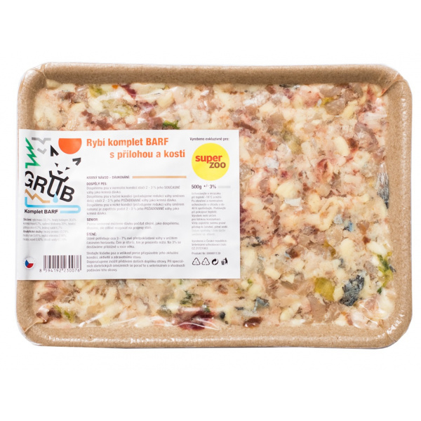 GRUB komplet rybí barf s prílohou a kosťami 500 g