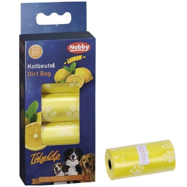 Nobby TidyUp Lemon Sážky na výkaly voňavé citrón 4rolky po 20 sačkov