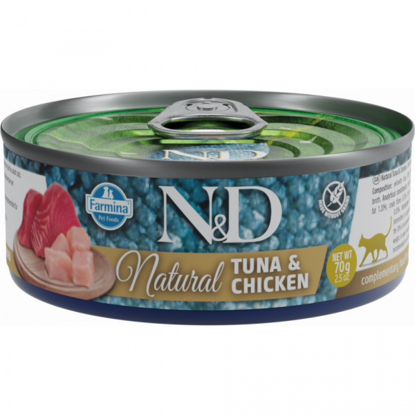 N&D Cat konzerva natural tuniak a kura 70 g