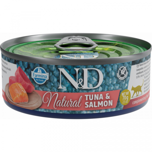 N&D Cat konzerva natural tuniak a losos 70 g
