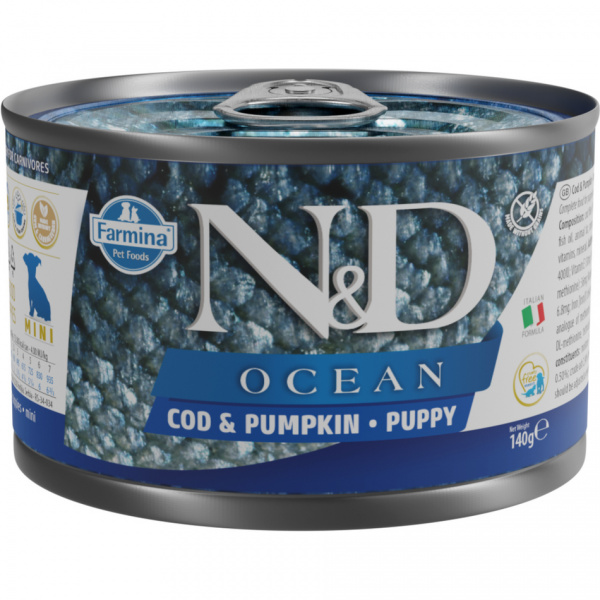 ND Dog konz. Ocean Puppy treska a tekvica 140 g