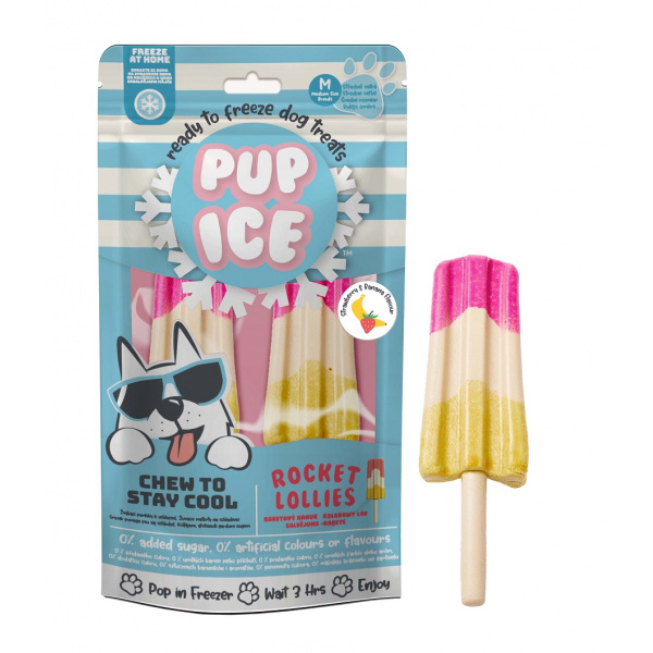 PUP ICE pochúťka chladiacas jahodou a banánom 90 g