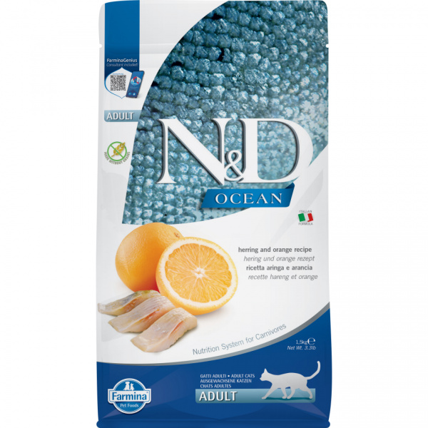 N&D Cat ocean adult sleď a pomaranče 1,5 kg