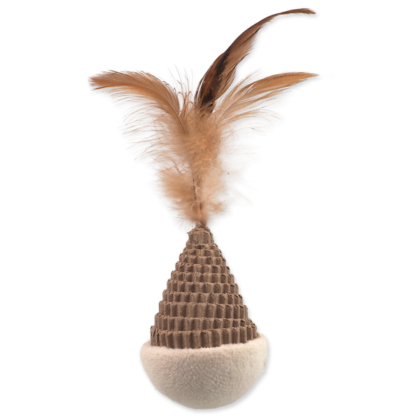 Magic Cat hračka Natural Fun kužel s pierkom kartón/plyš biely 6 cm